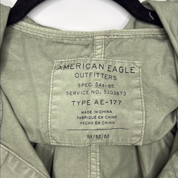 American Eagle Size M Outfitters Green Utility Jacket with Hood - Picture 2 of 10